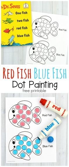 red fish blue fish dot painting activity for kids to do on the beach or in the ocean