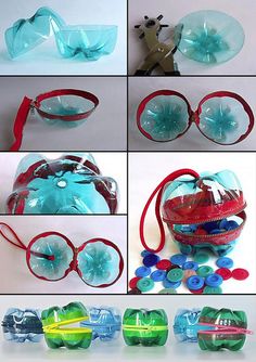 several pictures of glasses and other items that are being displayed on a cell phone screen