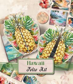 the hawaiian pineapple collager kit is ready to be used for making art work