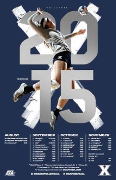 a poster for the women's soccer team, featuring an image of a woman jumping up