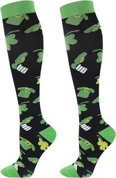 Amazon.com: Junely St Patricks Day Compression Socks for Women Shamrock Knee High Socks for Running Work Support Nurses Pregnancy Travel Sports Swelling Green : Clothing, Shoes & Jewelry Pregnancy Travel, Traveling Pregnant, Carrie Johnson, Big Calves, Green Clothing, Travel Sports, Socks For Women, Compression Socks, Christmas Socks