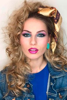 Disco Hairstyles, 80s Hair And Makeup, 80s Makeup Looks, 80s Hair Styles, 80’s Makeup, 1980s Makeup, Look Disco, 80's Party Outfit