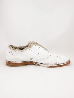 Killer hand painted white canvas slip ons from Comme Des Garçons by Junya Watanabe. Holes and no laces as intended. Made in JapanSize: 7.5/8 (IT 38/39)Era: 1990's 10 1/4”(inside) x 3 7/8”(outside)Includes original box White Low-top Slip-ons With Leather Sole, White Low-top Slip-ons With Stitched Sole, White Leather Sole Slip-ons With Closed Toe, White Leather Sole Closed Toe Slip-ons, Painted Canvas Shoes, Painted Canvas, Junya Watanabe, White Canvas, Comme Des Garcons