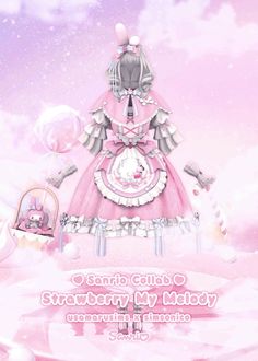 a girl in a pink dress standing on top of a white cake with words above it