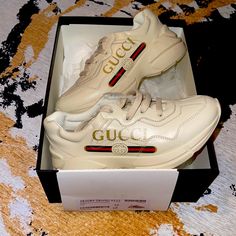 These Are Brand New Never Worn. Gucci Casual Cream Sneakers, Casual Gucci Cream Sneakers, Casual Cream Gucci Sneakers, Gucci Low-top Cream Sneakers, Gucci Cream Low-top Sneakers, Gucci Baby, Orange Sneakers, Gucci Sneakers, Tennis Sneakers