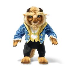 the beast from beauty and the beast is wearing a blue jacket with yellow trims