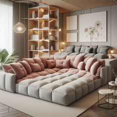 a large sectional couch in a living room