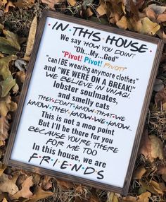 a sign on the ground that says in this house