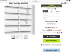 an image of a website page with white blinds