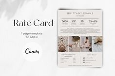 a white card with photos and text on it