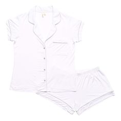 Women's Short Sleeve Pajama Set in Cloud with Storm Trim Taking Care Of Baby, Cute Pjs, Cute Pajama Sets, Bed Time, Soft Pajamas, Cute Pajamas, Causual Outfits, Bamboo Fabric, Clothes Collection