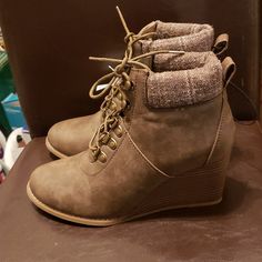 Brand New, Nautica Brown Booties Lucky Brand Booties, Tan Leather Boots, Chanel Boots, Boho Boots, Grey Booties, Black Suede Ankle Boots, Brown Booties, Block Heel Boots, Biker Leather