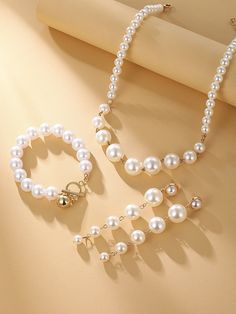 4pcs Faux Pearl Decor Jewelry Set White    Zinc Alloy     Women Fashion Jewelry, size features are:Bust: ,Length: ,Sleeve Length: Wedding Clutch Purse, Pearl Necklace Earrings, Pearl Decor, Wedding Clutch, Pearl Jewelry Sets, Women's Jewelry Sets, Watches Women Fashion, Pearl Earrings Dangle, Post Design