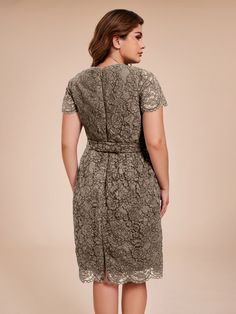 This Sheath Short Sleeves Knee Length Lace Mother of the Bride Dress boasts a delicate lace design and elegant crystal belt for a stunning, sophisticated look. With a comfortable sheath fit and flattering knee length, this dress is perfect for weddings and other special occasions.    Attention!     The sleeves are see-through and unlined. (Refer to the picture below) Crystal Belt, Mother Of The Bride Dress, Lace Design, Chiffon Fabric, Mother Of The Bride Dresses, Bride Dress, Chiffon Dress, Mother Of The Bride, Ankle Length