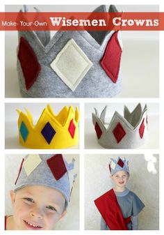 a collage of photos with the words make - your - own wisemen crowns