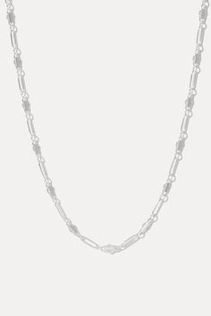 Life is too short to wear boring jewelry. With Harlow, you get the classic feel of a chain necklace, with a modern twist in design. Intricate detailing gives this piece a fresh, luxe feel for everything from cocktail parties to jeans and tees. Add your favorite charm to complete your look. Sterling silver 3mm chain width Available in 3 lengths Chic Silver Clavicle Chain Necklace, Chic Metal Necklaces With Rectangular Links, Modern Chain Link Necklace For Party, Modern Link Chain Necklace For Party, Minimalist Silver Chain Necklace For Party, Trendy Silver Chain Necklace For Formal Occasions, Chic Silver Chain Choker Necklace, Chic Silver Necklace With Rectangular Links, Chic Silver Adjustable Chain Necklace