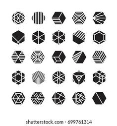 abstract geometric shapes set in black and white stockvectors for graphic art design