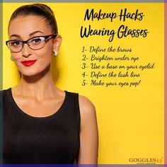 Makeup Hacks for Glasses Wearer Makeup With Specs, Formal Makeup With Glasses, Make Up For Glasses Wearers Tutorials, Makeup Tips For Glasses Wearers, Make Up For Glasses Wearer, Eye Makeup For Glasses Wearers, Glasses Hacks, Makeup For Glasses Wearers, Glasses Eye Makeup