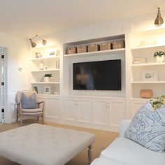 a living room filled with furniture and a flat screen tv