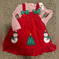 Brand New, Never Worn, Tags Still Attached. Toddler Girl Christmas Themed Dress In Size 24 Months. This Ended On Being Too Big For My Daughter So She Didn’t Get To Wear It Playful Long Sleeve Christmas Dress, Cute Long Sleeve Christmas Holiday Dress, Cute White Holiday Dress, Playful Cotton Christmas Dress, Red Cotton Holiday Dress, White Christmas Holiday Dress For Dress-up, White Cotton Christmas Dress, Cute Winter Holiday Dress For Dress-up Occasions, Cute Holiday Dress For Winter