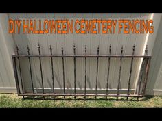 there is a fence with the words diy halloween cemetery fencing in orange and black