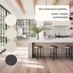 The White Duck paint palette was professionally created with Sherwin Williams paint colors, and features the best-selling color White Duck.I have carefully selected a range of 9 colors for this palette, and included options for walls, trim, furniture, cabinets and doors. Sherwin Williams has hundreds of paint colors, each with their own unique undertones. This can make choosing the right paint colors hard. The colors in this collection were carefully selected to coordinate with each other - this makes choosing the right paint colors a lot easier!Upon purchase, you will receive a beautiful digital color guide with:* All names and numbers for each color included in this color scheme* Real photo examples of each color* Best uses for each color* Best rooms to use each color in* Tips to help ge Sherwin Williams White Paint Colors Kitchen Cabinets, Paint Colors With Alabaster, Neutral Island Color, Dark White Paint Colors, What Colors Go With Alabaster, Neutral Home Palette, Sw White Duck Coordinating Colors, White Duck Sherwin Williams Cabinets, Best Sherwin Williams White Wall Colors