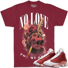 No Love for Opps Dune Red 13s Sneaker Tees. Shirt to Match the Jordan 13 Dune Red 13s shoes. This shirt is made by MDM Brand on a 100% cotton shirt. This shirt fits more relaxed and what we consider a streetwear fit. This shirt is a bit more on the baggier side. This shirt can be machine washed with cold water with the garment inside out. We suggest to hang drying all garments. If you iron this shirt, never iron directly over the print. You can flip the garment inside out and iron the print area Red Shirt With Front Print For Streetwear, Birthday Planner, Streetwear Fits, No Love, Sneaker Tee, Jordan 13, Shirt Fits, Mens T Shirts, Fit Inspo