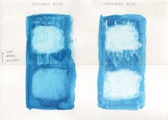 three different blue and white inks are shown in this drawing, one is drawn on top of the other