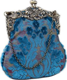 Burnout Velvet Aqua Blue Chatelaine Purse Large carpet bag MCW Handmade Large Crossbody Purse, Large Travel Bag, Burnout Velvet, Work Tote Bag, Mens Travel, Mens Travel Bag, Fern Green, Chatelaine, Secret Sale