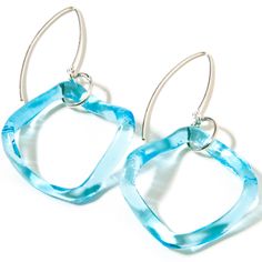 What happens when you cross an empty mini bar gin bottle with our wavy glass studio technique? Magic baby blue ruffle glass! These beautiful earrings are both stunning and light and easy to wear. Finished with sterling boomerang ear wires. Glass is approximately 1 inch by 1 inch. Earring length (drop) is approximately 2 inches. Patented.  Aqua from a Bombay Sapphire Gin bottle Recycled glass and sterling silver Bombay Sapphire Gin, Bombay Sapphire, Gin Bottle, Smart Glass, Sustainable Accessories, Stocking Fillers For Her, Glass Studio, Forever Jewelry, Recycled Jewelry