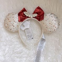 These Holiday Mickey Ears Are From The 2023 Season And Are No Longer Available To Buy At The Parks. They’re In Perfect Condition, Never Been Worn, And Have All The Original Tags. Just Wanted To Sell These Because I Never Ended Up Wearing Them And Want Them To Go To A Home That Will Give Them Lots Of Use! Diy Ears Disney, Frozen Mickey Ears, Unrealistic Dresses, Christmas Disney Ears, Mickey Ears Diy, Birthday Mickey Ears, Disneyland Christmas Outfit, Christmas Mickey Ears, Mini Mouse Ears