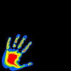 an image of a colorful hand print on a black background