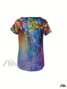 Zlily - Spring and Summer Womens Floral Print T-Shirt - Stylish Short Sleeve Casual Top for Seasonal Fashion Summer Care, Applique Pattern, Loose Fabric, Clean Style, Fabric Medium, Casual Fit, Seasonal Fashion, Casual Top, Chest Pad