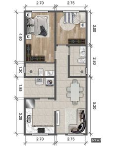 the floor plan for a small apartment with two bedroom and one living room in it