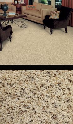 before and after carpet cleaning in a living room