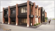 an artist's rendering of a two story brick building