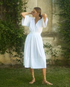 Shop Santicler and more luxury fashion, beauty & lifestyle pieces at Olivela. 20% of proceeds from every purchase supports causes you care about. Poplin Shirt Dress, Gathered Neckline, Made In Romania, High Hips, Fall Skirts, White Shirt Dress, V Cut, Poplin Shirt, V Cuts