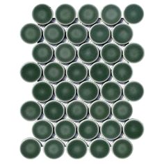 Sold Per Tile (1 Tile ≈ 0.93 Sq Ft) 2" penny tile in glossy forest green ceramic. Dark green penny tile mosaic for walls and floor. See All Portland Series Ceramic Tiles SPECIFICATIONS TILE SIZE: 13.75 x 9.75 in. (Tile Calculator) CHIP SIZE: 2 in. penny rounds SQUARE FOOT PER TILE: ≈ 0.93 sq. ft. BOXES PER PALLET: 10 pieces per box, 36 boxes per pallet (Contact for pricing) INSTALLATION: Interlocking sheets on fiber mesh backing. FINISH: Glossy MATERIAL Ceramic Ceramic is a versatile, inexpensiv Penny Tile Fireplace, Penny Tile Border, Green Penny Tile Bathroom Floor, Bathroom Penny Tile, Penny Tile Mosaic, Dark Grey Penny Tile Bathroom, Green Penny Tile, Dark Green Penny Tile, Brown Penny Tile