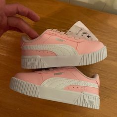 New In Box, Kids/Infants Size Us 7c Girls Pink Puma Shoes. Paid $40 Cute Pink Sneakers For Playtime, Puma Kids Shoes, Pink Puma Shoes, Pink Puma Sneakers, Pink Pumas, Black Slip On Sneakers, Velcro Shoes, White Leather Shoes, Toddler Sneakers