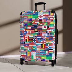 🔸ABOUT  This unique design of Suitcases helps you to differentiate your luggage quickly, save time, and keep your belongings safe and secure! Traveling is best done in style, and suitcases help anyone do exactly that! All designs are created by myself! 🔸KEY FEATURES * Available in multiple sizes to accommodate your needs - THIS PRODUCT IS AN ENTIRE LUGGAGE available in 3 sizes* * 360 degree swivel wheels * Safety lock * Inner pockets - Placed inside, perfect for smaller items * Adjustable hand Medium Suitcase, World Flags, Cabin Suitcase, Overnight Travel Bag, Large Suitcase, Suitcase Set, Swivel Wheels, Carry On Suitcase, Overnight Bags