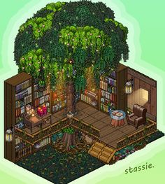 Isometric Library, Pixel Art Building, Small Library, Bedroom Drawing, Art Pixel