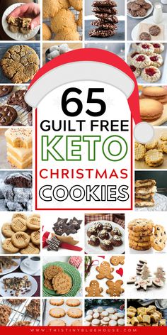 the cover of 65 guilt - free keto christmas cookies