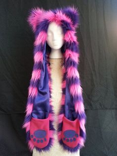 Alice In Wonderland Cosplay, Spirit Hood, Wonderland Cosplay, Cheshire Cat Costume, Rave Hats, Hat Burning, Cat Cosplay, Scene Outfits