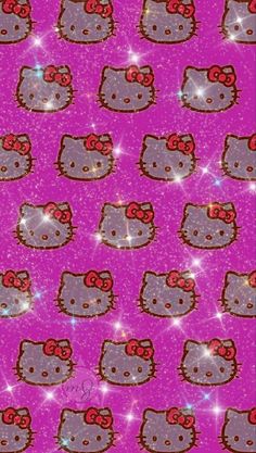 hello kitty wallpaper with pink glitter and red bows