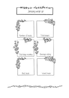 the printable planner for january is shown in black and white, with leaves on it