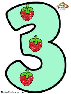 the number three with two strawberries on it