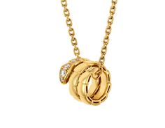 Serpenti Viper 18 Kt Yellow Gold Pendant Necklace Set With Pavé Diamonds On The Head And Tail Serpenti Viper Necklace, Bulgari Serpenti, Bvlgari Serpenti, Heads And Tails, Yellow Gold Pendants, Collar Jewelry, Gold Pendant Necklace, Womens Engagement Rings, Pave Diamonds