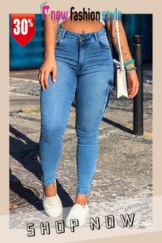 knowfashionstyle Baby Blue Fashion Casual Solid Patchwork High Waist Denim Jeans Snow Fashion, High Waist Denim, Jeans Online, High Waisted Denim, Wholesale Fashion, Blue Fashion, Fashion Casual, Baby Blue, Denim Jeans