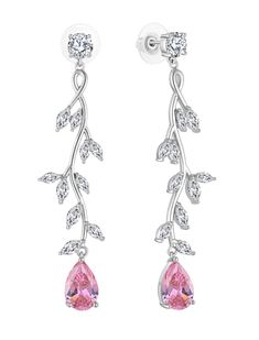 PRICES MAY VARY. High Quality: High-quality grade cubic zirconia with 8×12mm created pink tourmaline birthstones, delicate with high-polished technology. Lead-free, Nickel-free, provide you with a special visual. Unique Design: Dainty long teargrop dangle design for wedding earrings, shaped like leafs. These're the perfect earrings that will enhance your outfits. Size: Earrings weigh 12.44 g per pair and have a total length of 66 mm (2.6 inches). Our earrings are fashionable and modern, and they Dark Pink Earrings, Teardrop Earrings Wedding, Earrings For Wedding, Design For Wedding, Mother's Day Jewelry, Cubic Zirconia Earrings, Birthstone Earring, Pink Earrings, Wedding Earrings