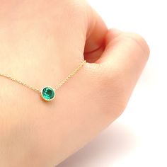 "Emerald Necklace, 14K Gold, 5MM, Emerald Bezel Necklace, Birthstone Necklace, May Birthstone, Minimalist, Birthstone Jewelry, Birthday Gift, Gift for Her, Dainty Emerald Necklace, Solid Gold, Graduation Gift, Mother's Day Gift, Shopping, Personalized Gift, BrookeMicheleDesigns Our new 5mm Emerald Bezel Necklace is sure to bring good fortune to all, a modern & classic design true to the Brooke Michele Designs aesthetic. This necklace is the perfect piece to adorn a May birthstone, or just be May Birthstone Pendant Necklace With Bezel Setting, Fine Jewelry Birthstone Necklace With Bezel Setting, Fine Jewelry Round Birthstone Necklace With Bezel Setting, Elegant Green Birthstone Necklace With Bezel Setting, Elegant Bezel-set May Birthstone Necklace, Elegant Emerald Birthstone Necklace In Bezel Setting, Elegant 14k Gold Emerald Necklace With Bezel Setting, Elegant 14k Gold Bezel Set Emerald Necklace, Minimalist Bezel Set May Birthstone Necklaces